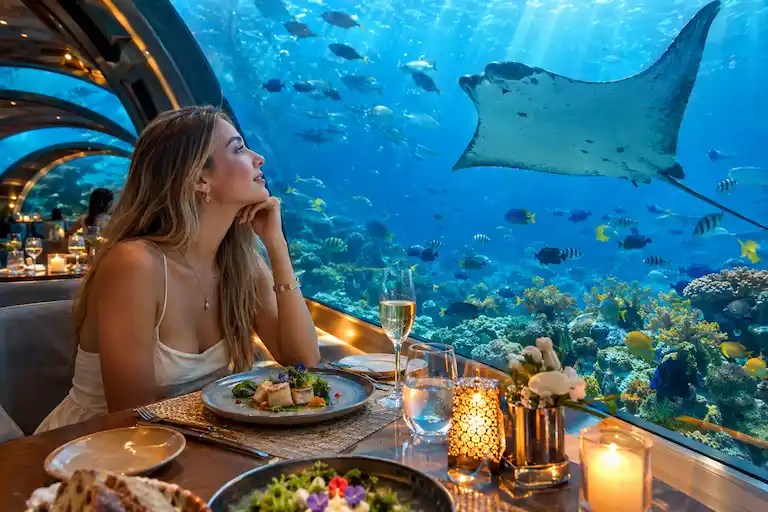 Candlelit Dining Beneath the Ocean