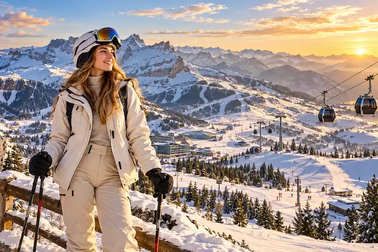 Golden Hour Alpine Ski Vista