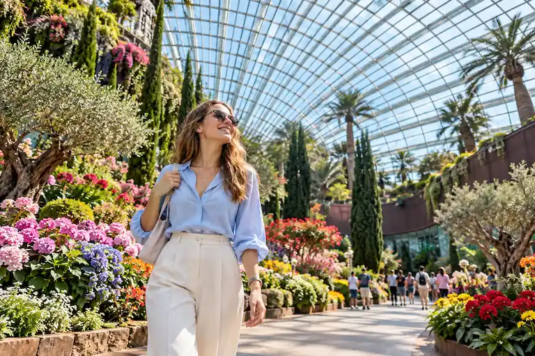 Joyful Stroll Beneath the Glass Dome