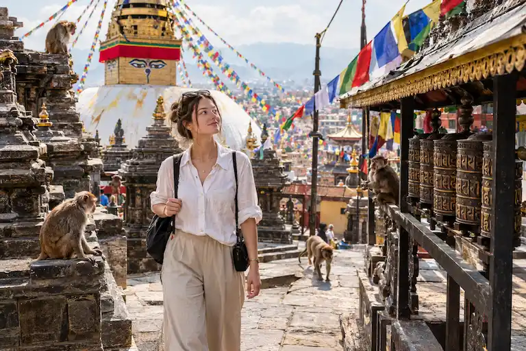 Kathmandu Temple Walk with Prayer Wheels