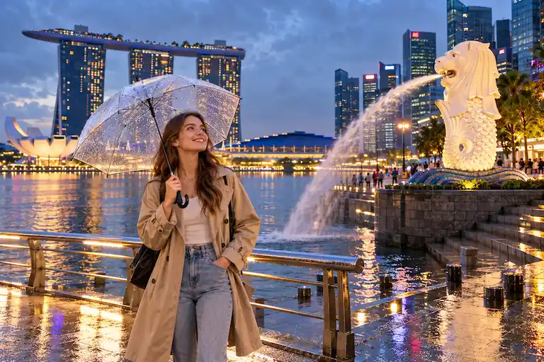 Rainy Evening at Marina Bay