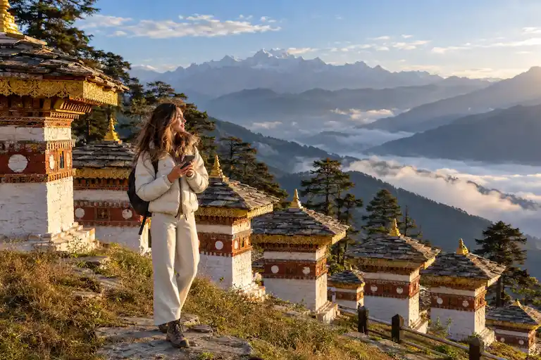 Sunrise at Himalayan Chortens